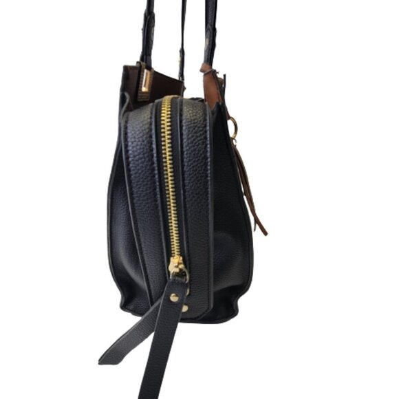 Black Shoulder Handbag with Long Handle Strap - Picture 5 of 16